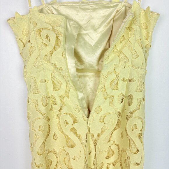 Bardot Lina Lace Sheath Dress Sleeveless Yellow Size 6 Small S EUC - Picture 12 of 13